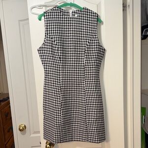 Commense Black and White Houndstooth Mini Dress